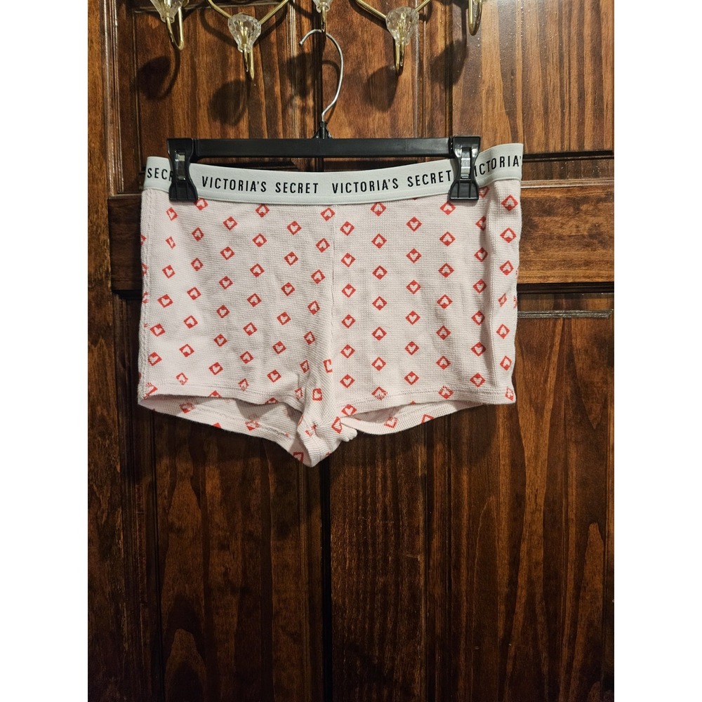 Victoria's Secret Pink Waffle Knit Heart Print Sleep Shorts Small Barbiecore